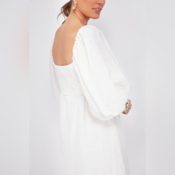 Tuckernuck White Annie Smocked Mini Dress Size Small - Picture 4 of 10